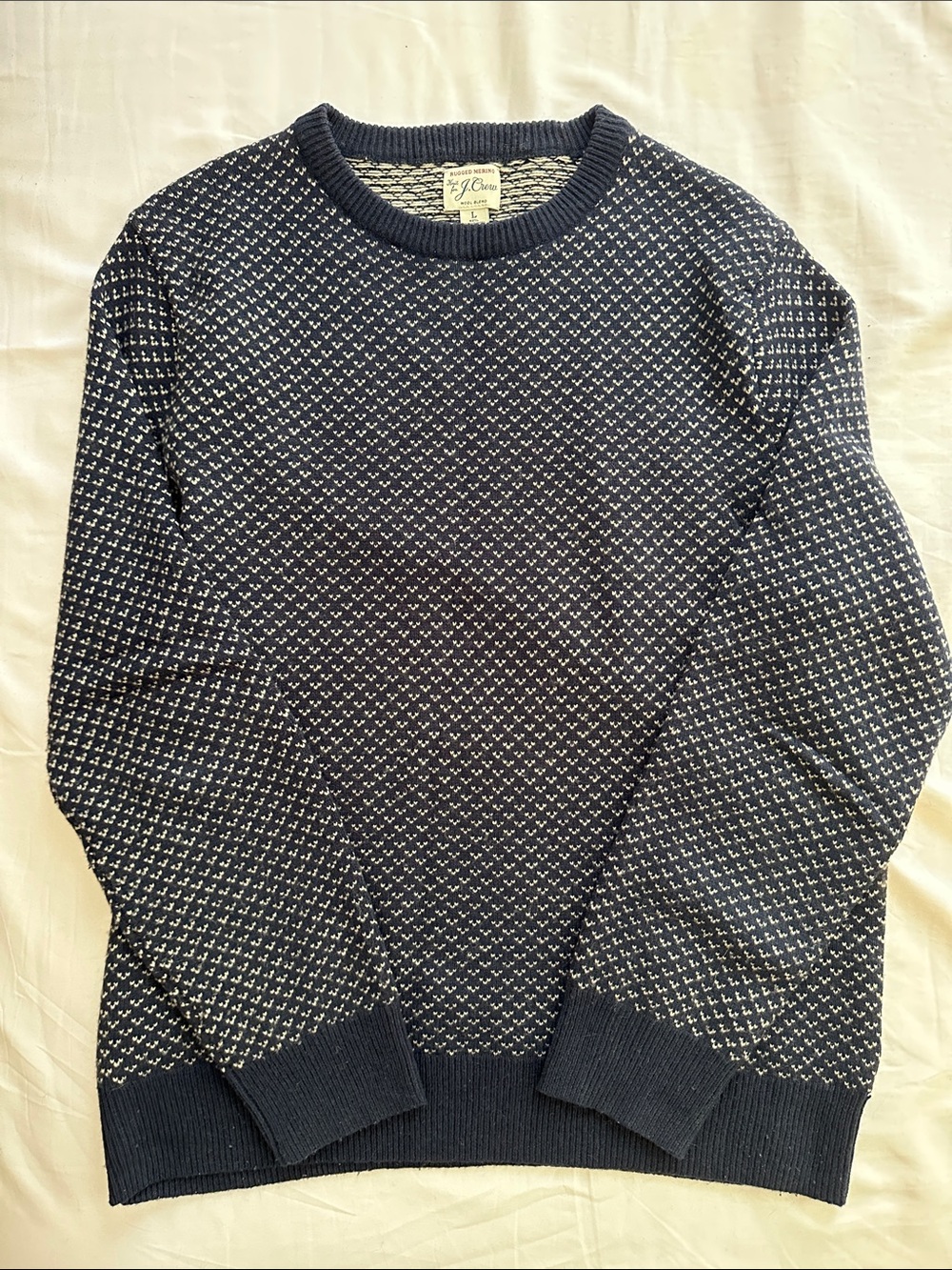 J. Crew Men’s Navy Birds-Eye Sweater